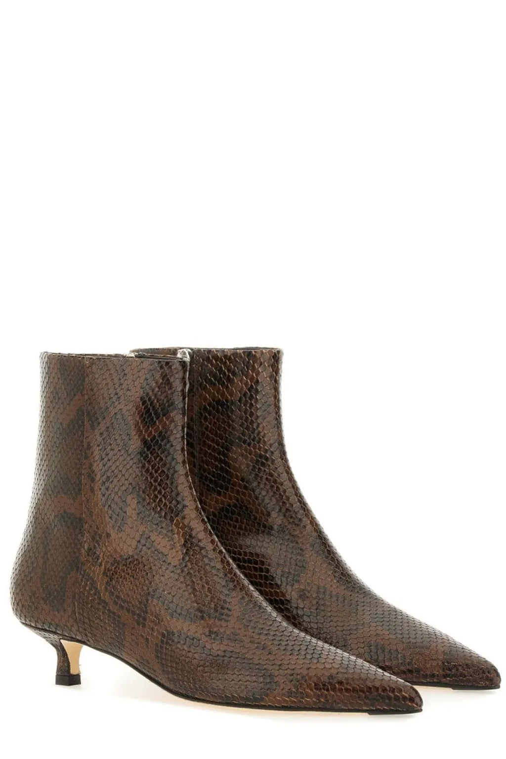 Printed Pointed-Toe Ankle Boots