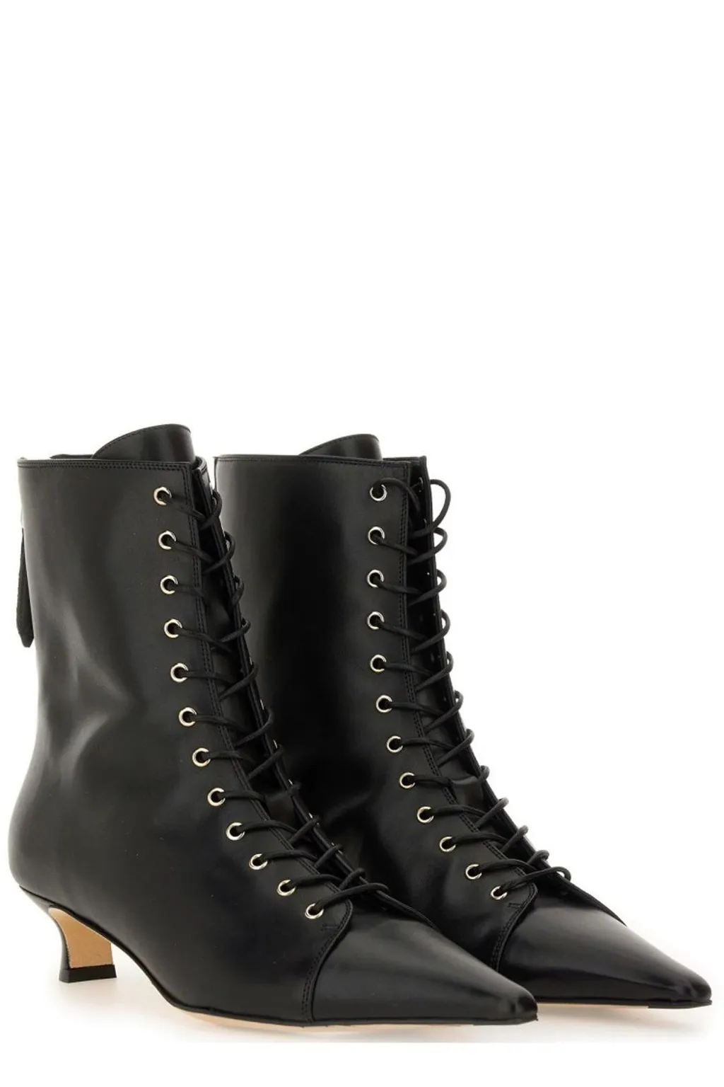 Trixi Pointed-Toe Zipped Lace-Up Boots