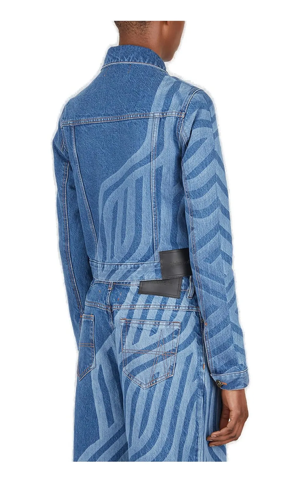 Laser-Printed Buttoned Denim Jacket