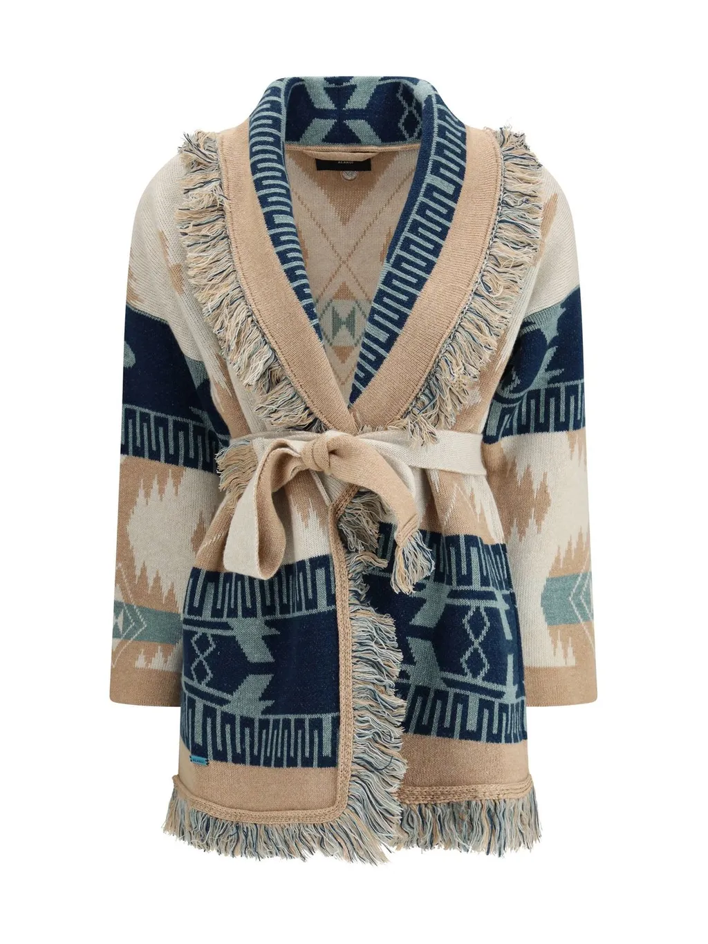 Icon Jacquard Fringed Belted Cardigan