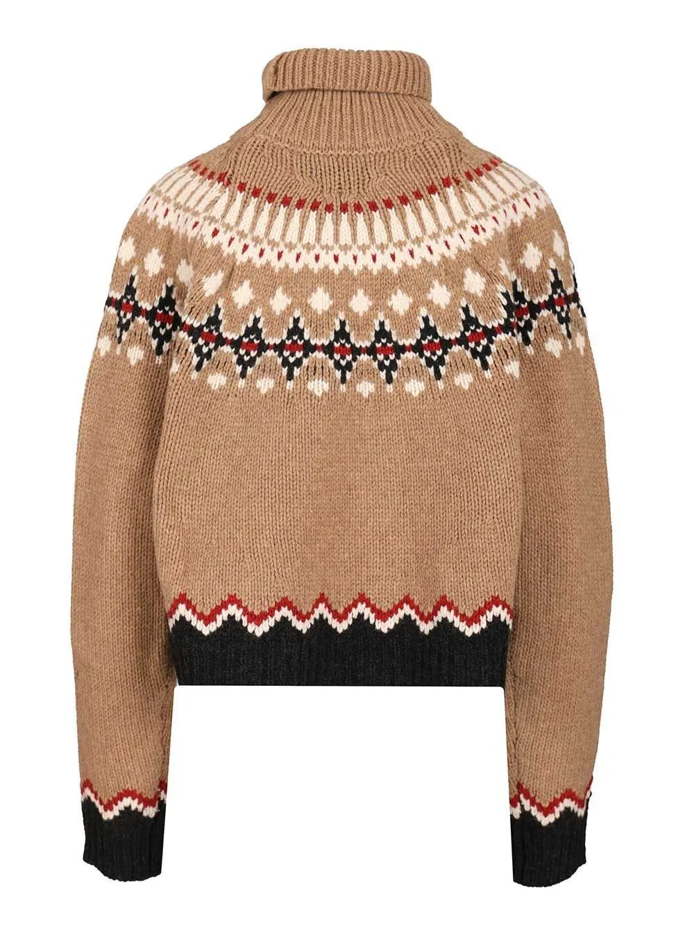 Pattern Intarsia-Knit Turtleneck Jumper