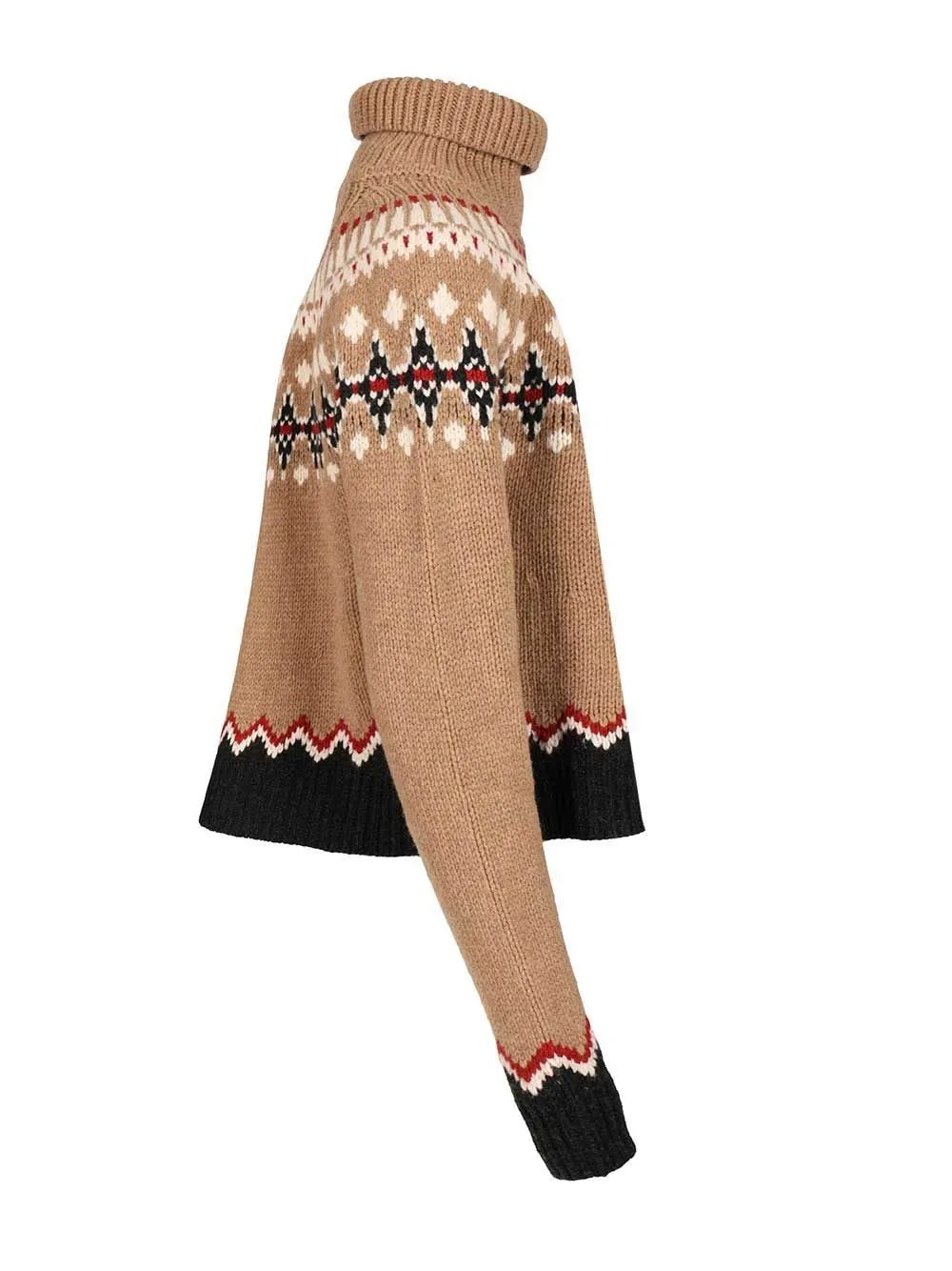 Pattern Intarsia-Knit Turtleneck Jumper