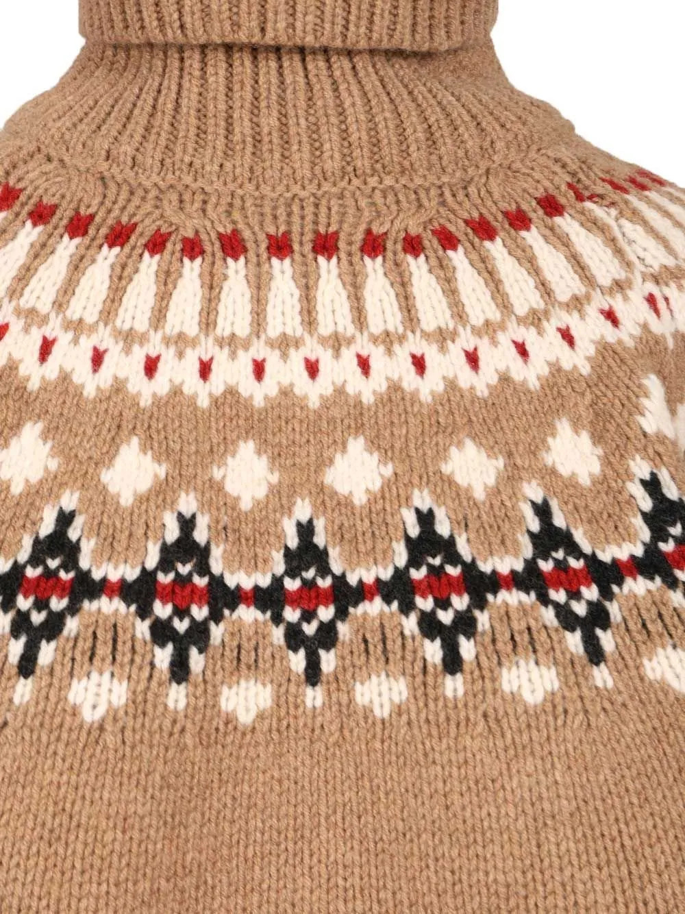 Pattern Intarsia-Knit Turtleneck Jumper