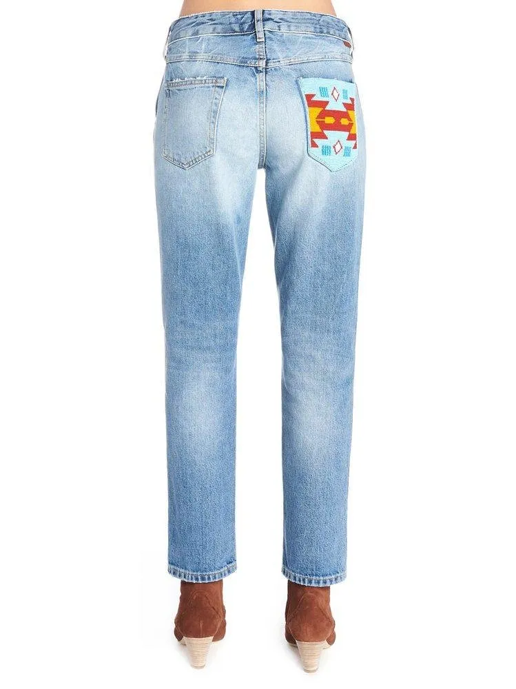 Embroidered Straight-Leg Jeans