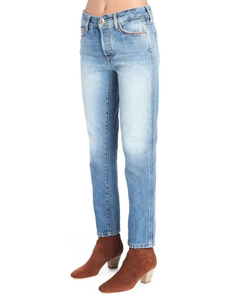 Embroidered Straight-Leg Jeans