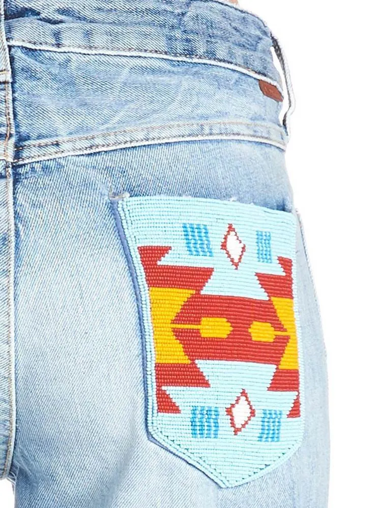Embroidered Straight-Leg Jeans