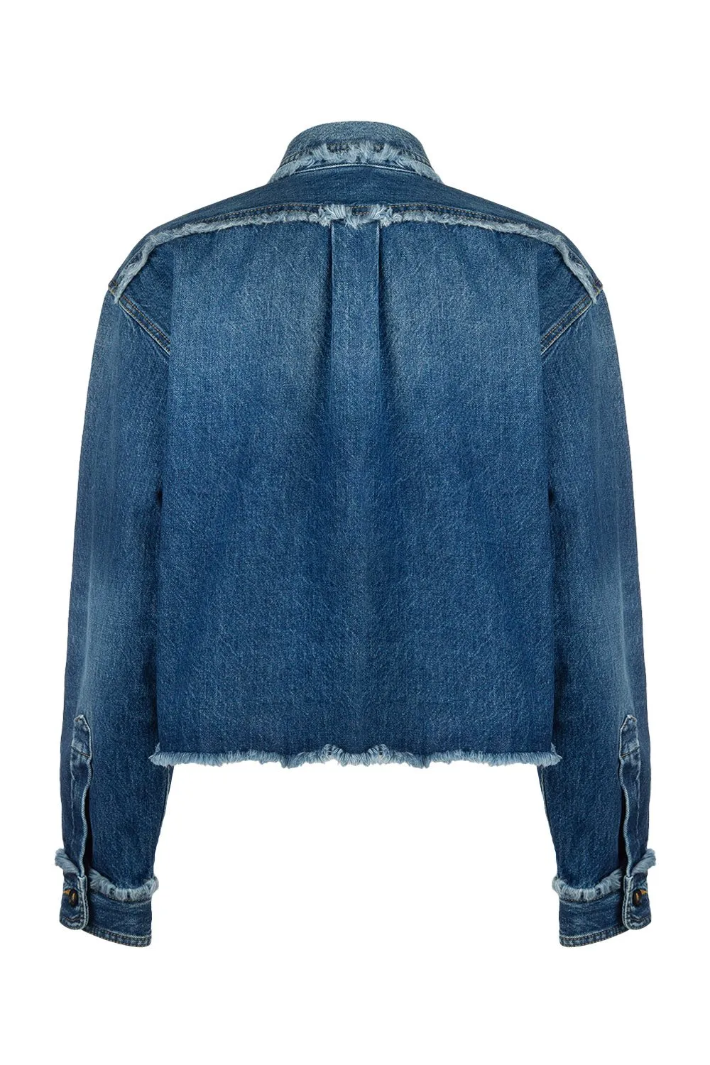 Fringed Cropped Denim Shirt