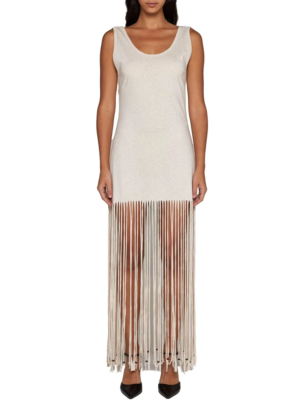 Fringed Sleeveless Maxi Dress