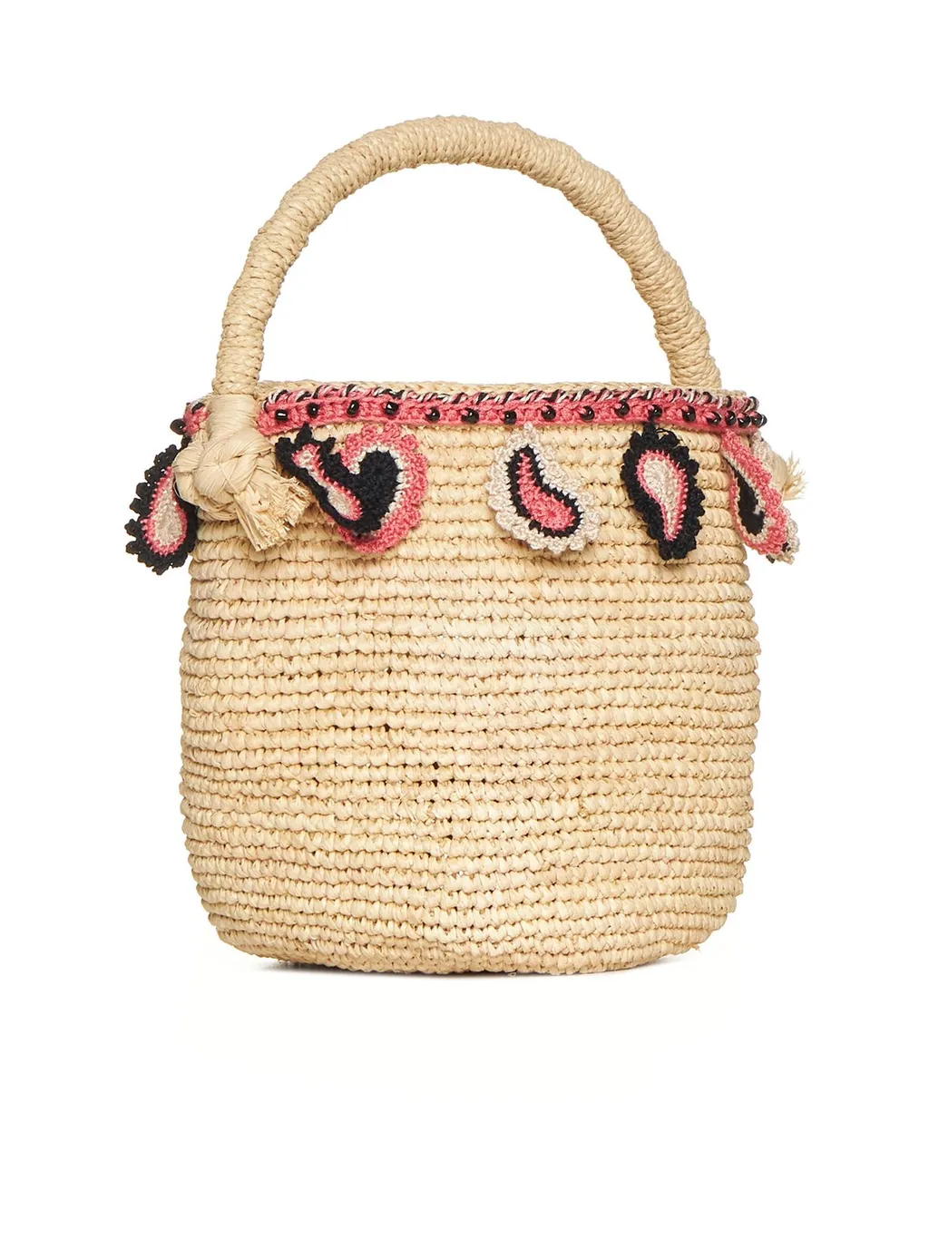 Paisley Motif Open-Top Basket Bag