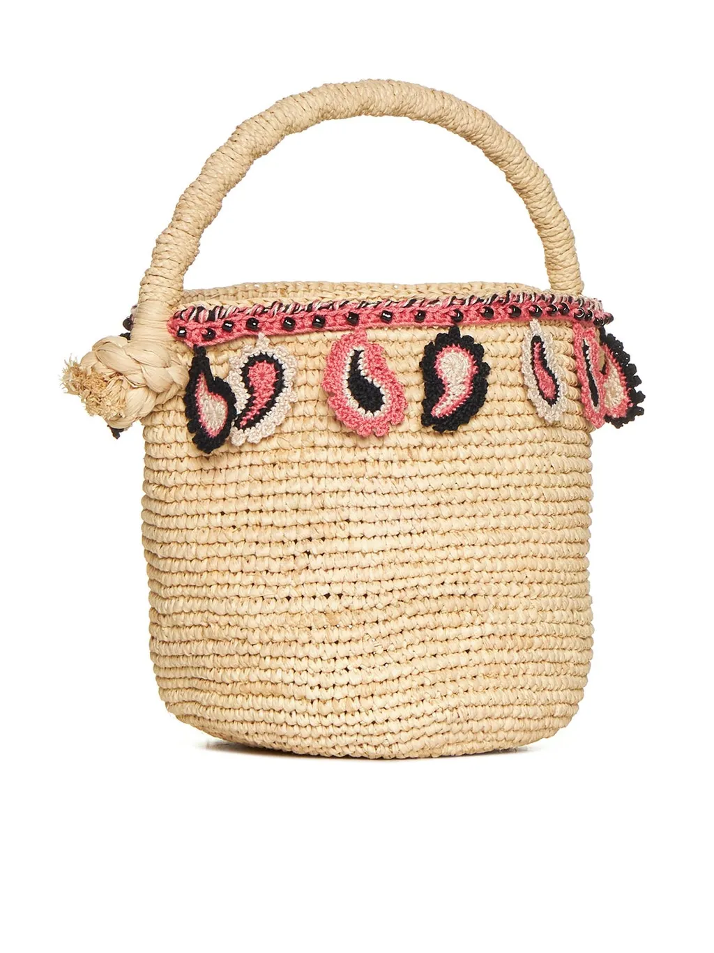 Paisley Motif Open-Top Basket Bag