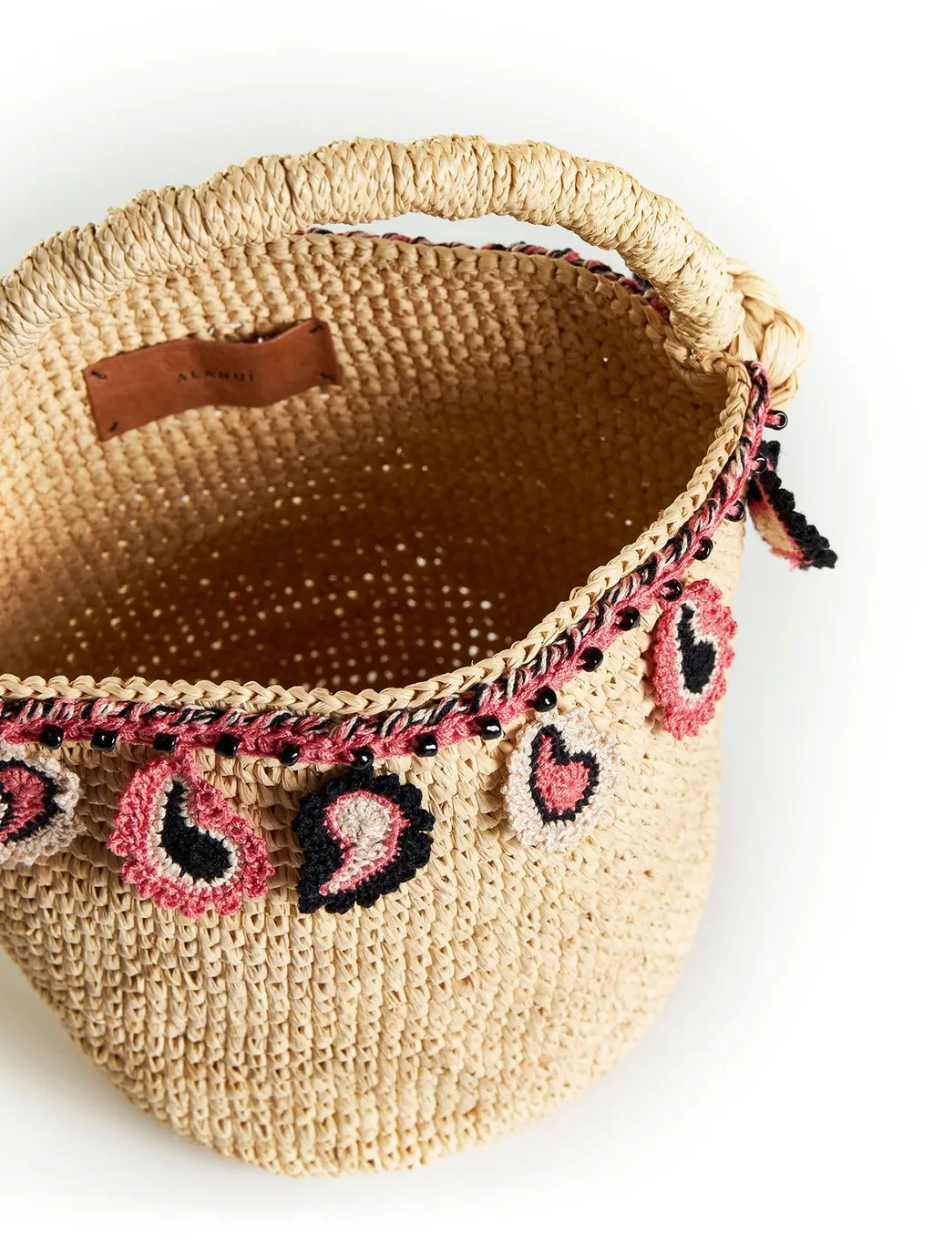 Paisley Motif Open-Top Basket Bag