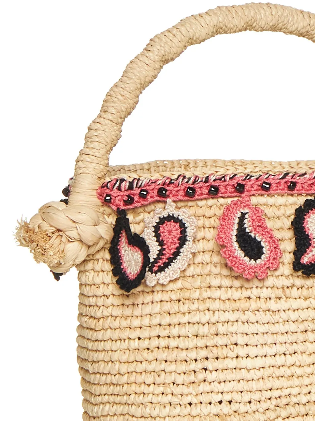 Paisley Motif Open-Top Basket Bag