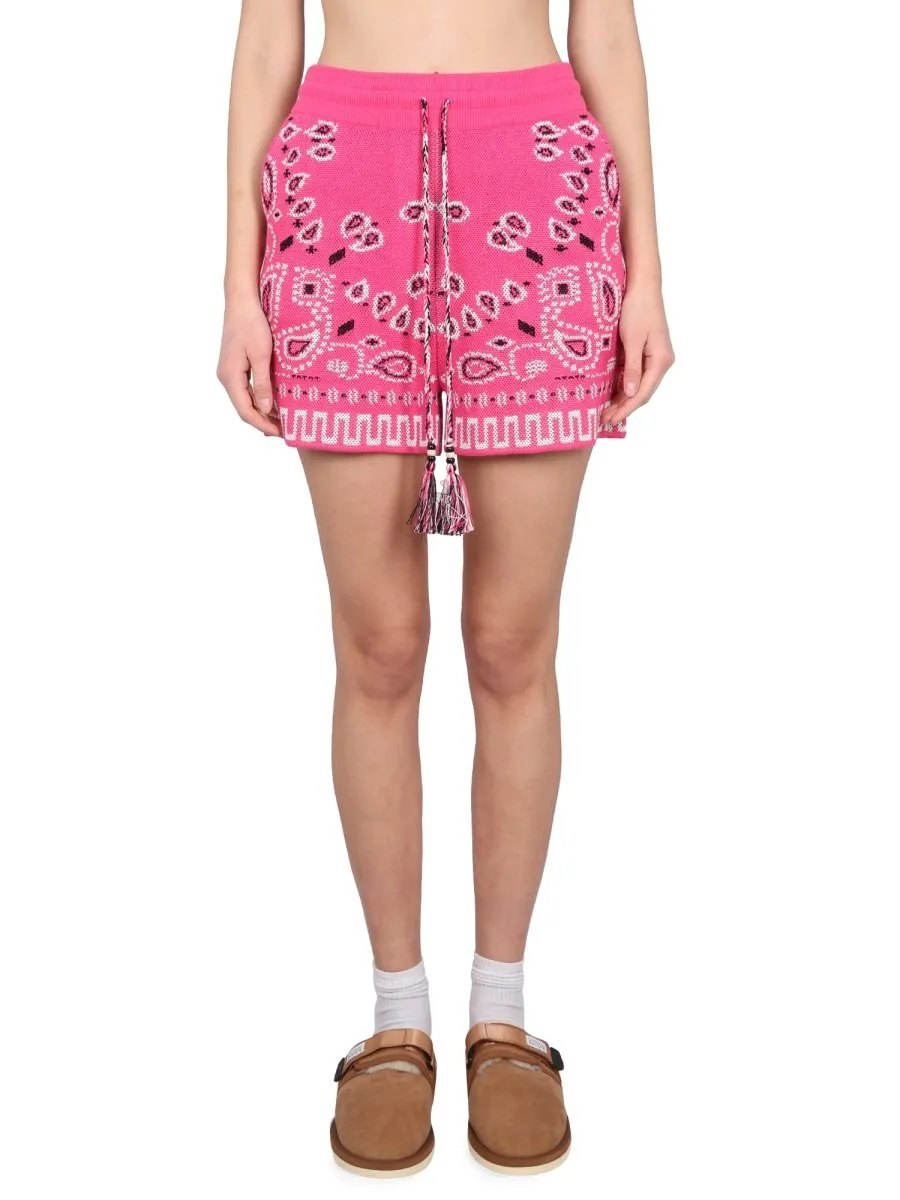 Bandana Patterned Drawstring Shorts