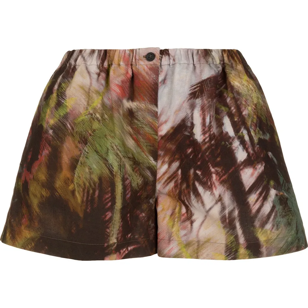 Tropical Printed Flared Shorts
