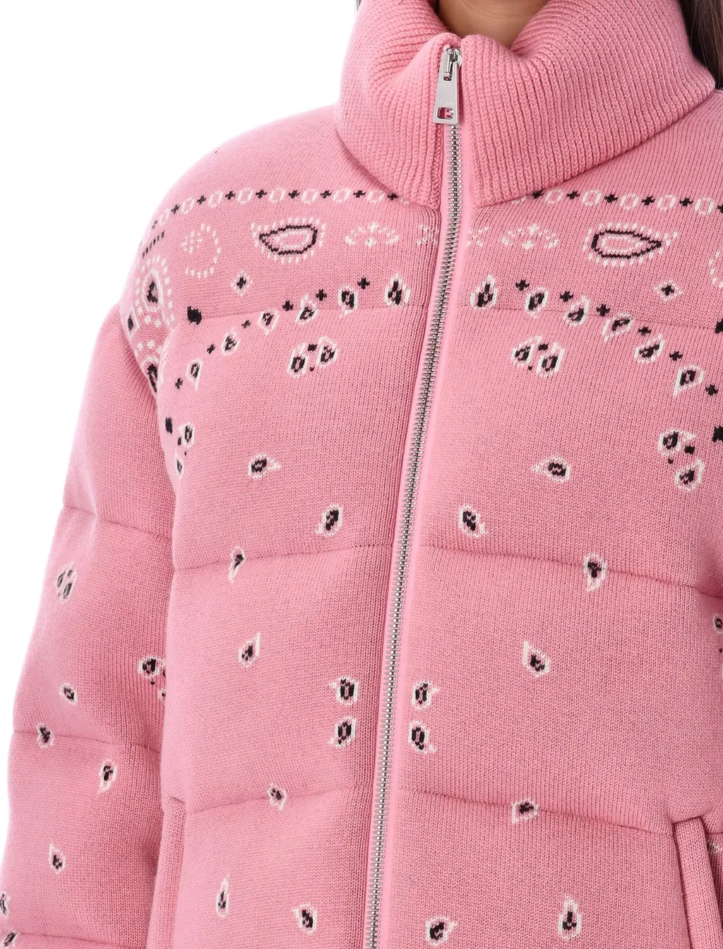 Bandana-Printed Zipped Puffer Jacket