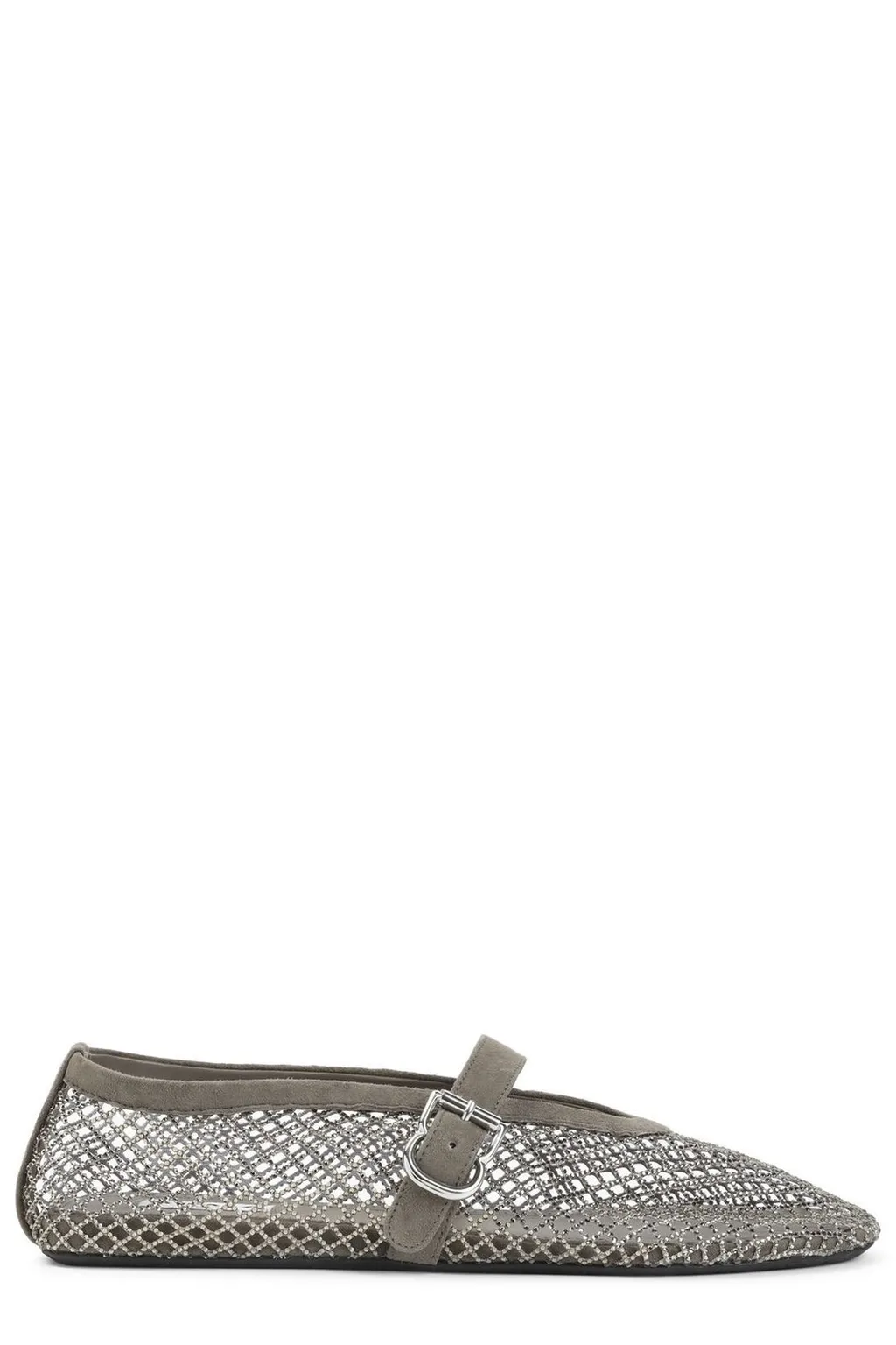 Fishnet Embellished Ballet Flat Shoes