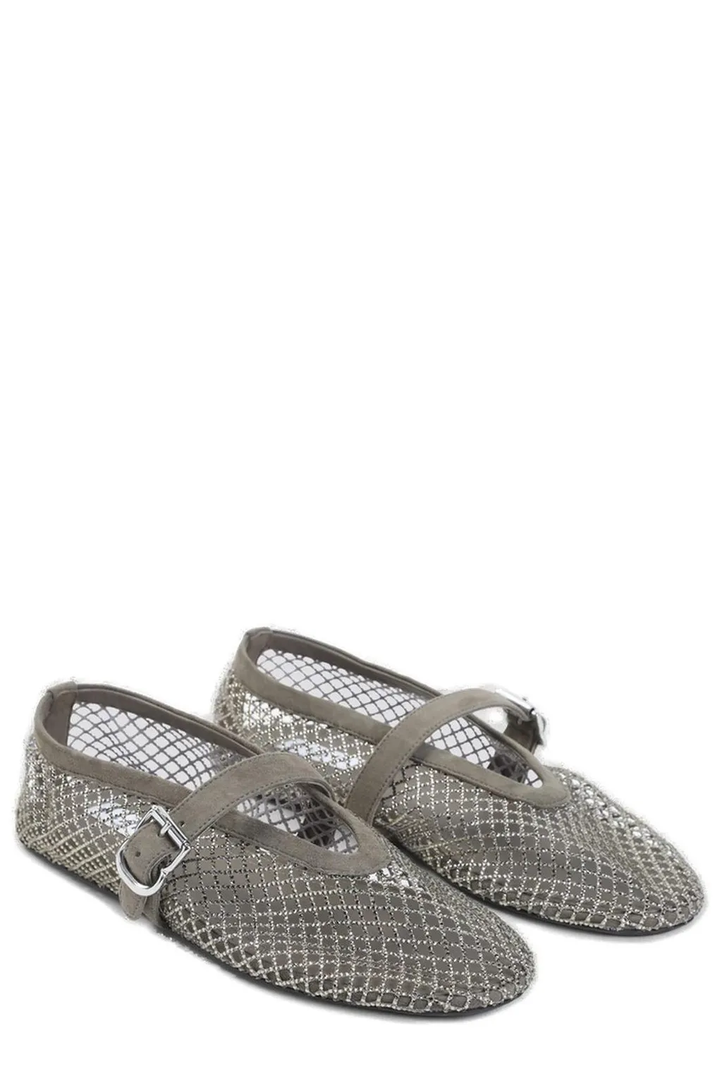 Fishnet Embellished Ballet Flat Shoes