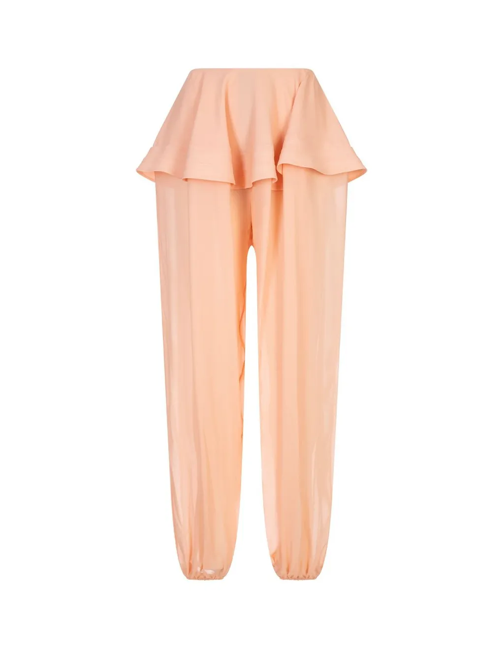 Mid Rise Georgette Peplum Pants