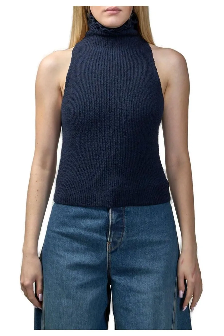 Halter Tweed Knitted Top