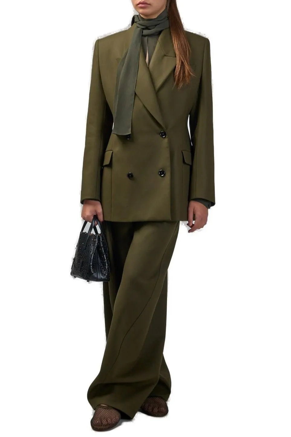 Double-Breasted Cinched Blazer