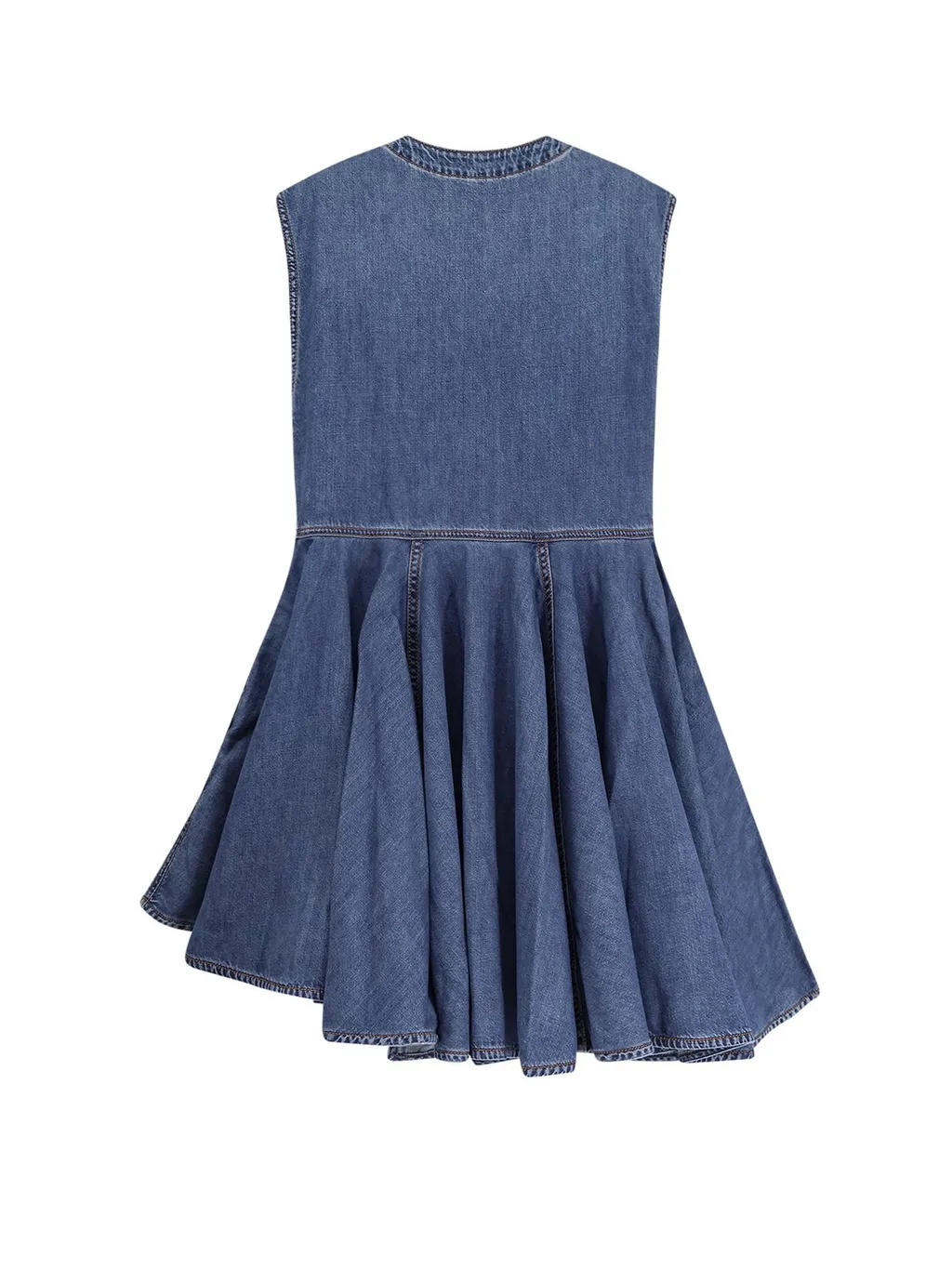 V-Neck Sleeveless Denim Dress
