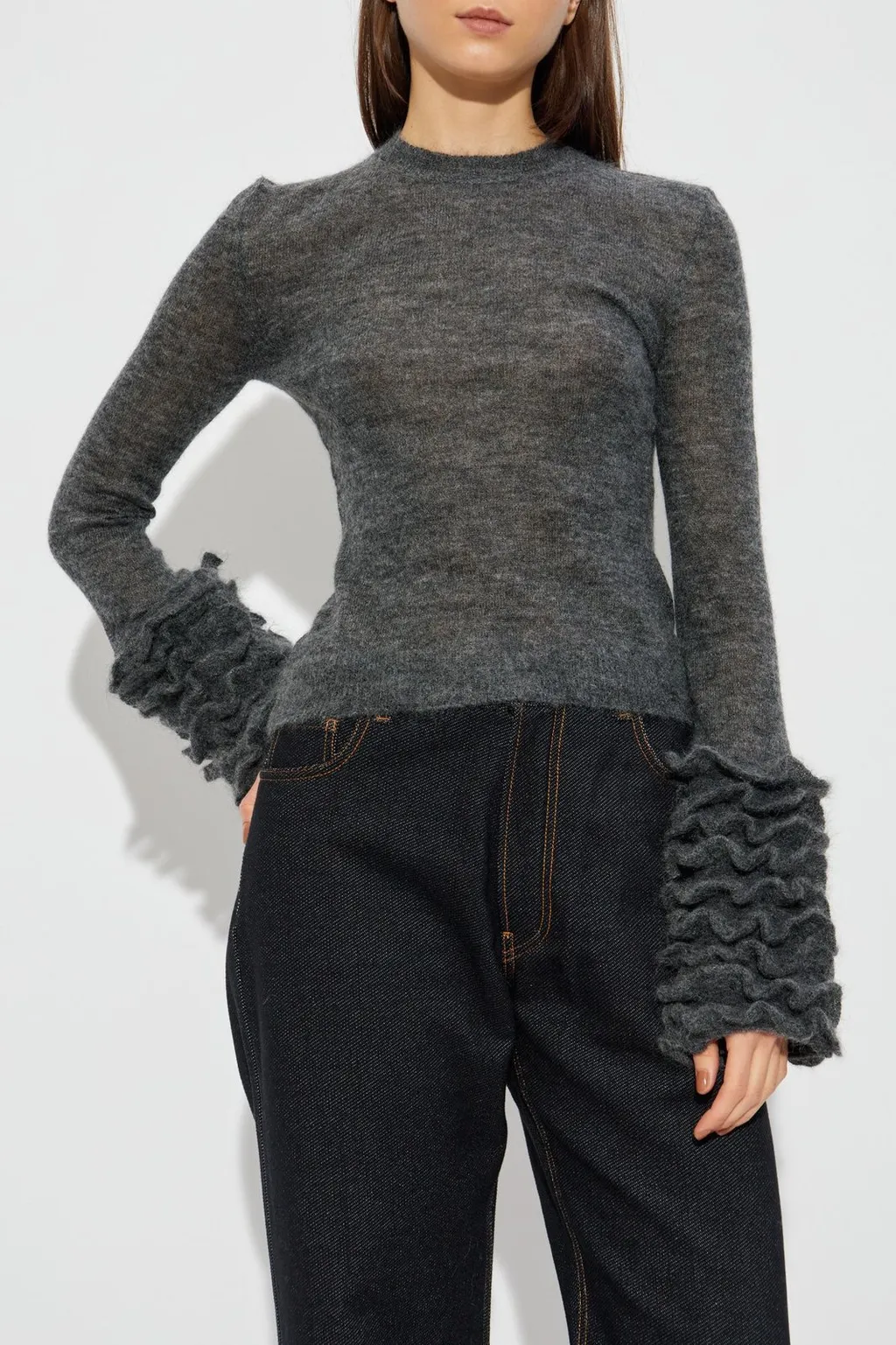 Ruffled Cuff Knitted Jumper