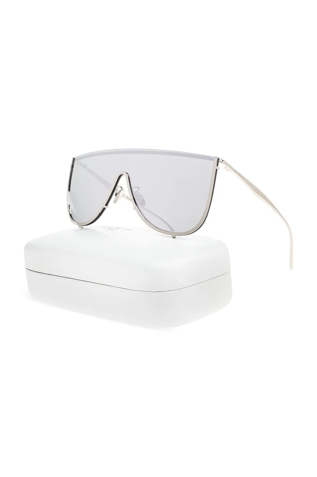 Shield-Frame Curved Tip Sunglasses