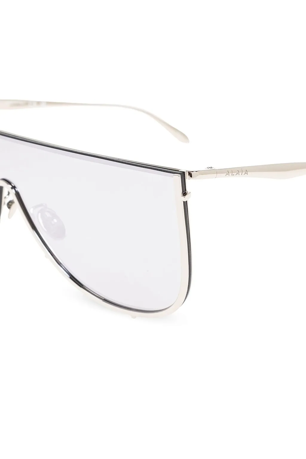 Shield-Frame Curved Tip Sunglasses