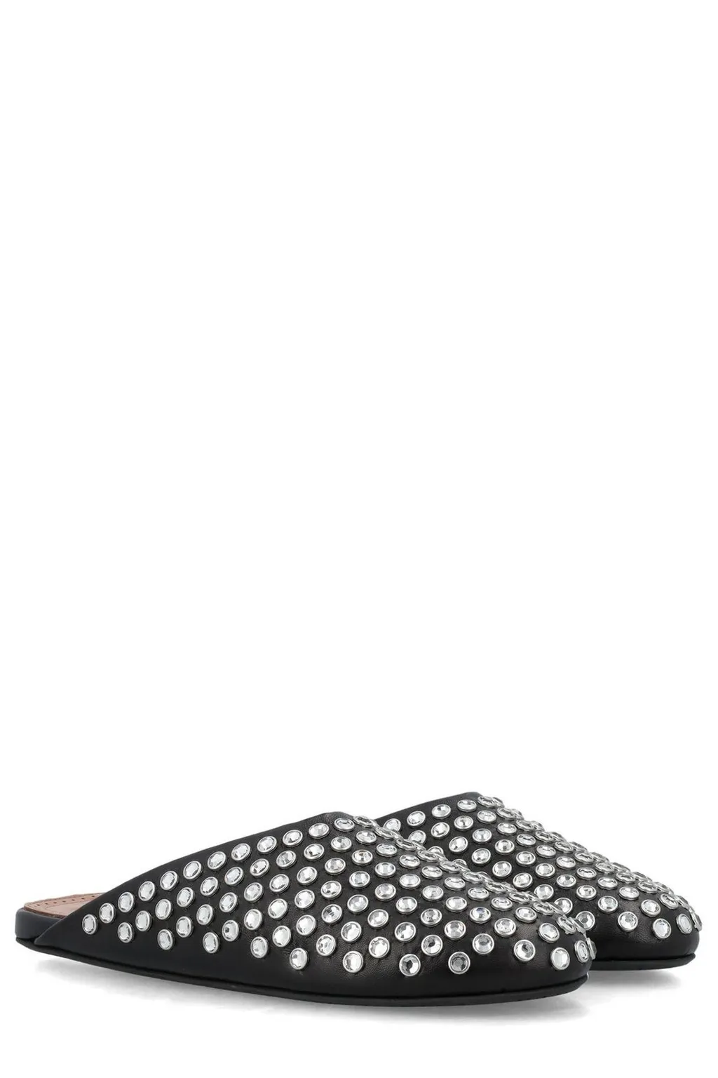 Crystal-Embellished Slip-On Mules