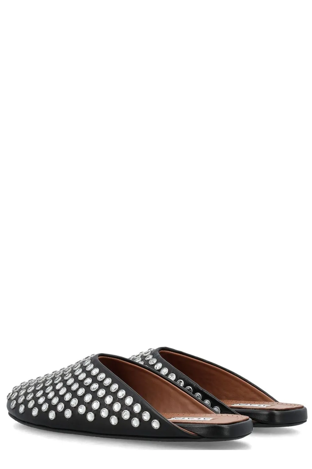 Crystal-Embellished Slip-On Mules