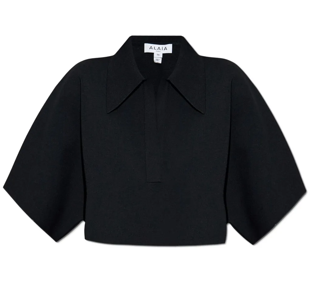 Short-Sleeved Cropped Polo Top