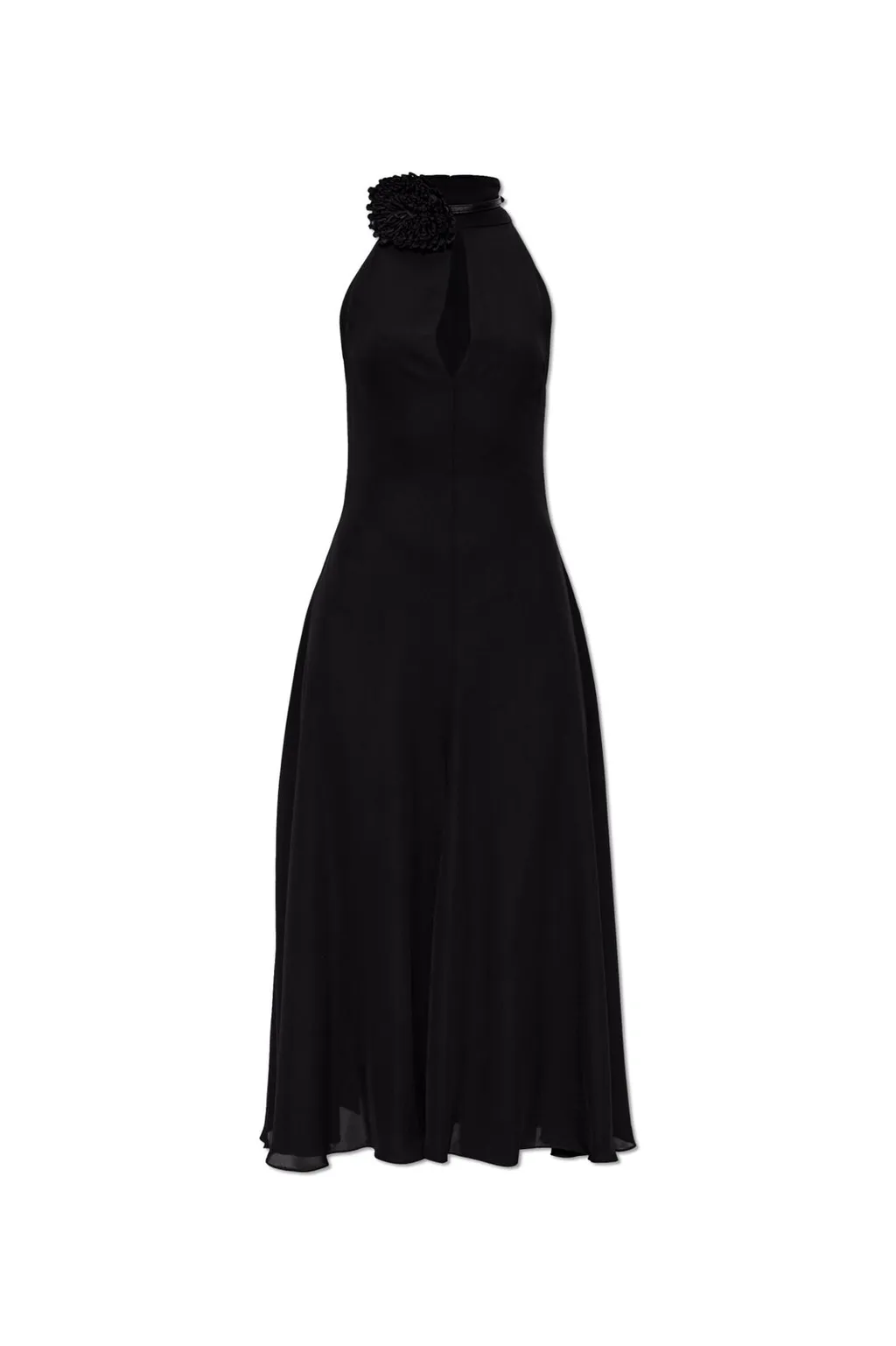 High-Neck Sleeveless Midi Dress