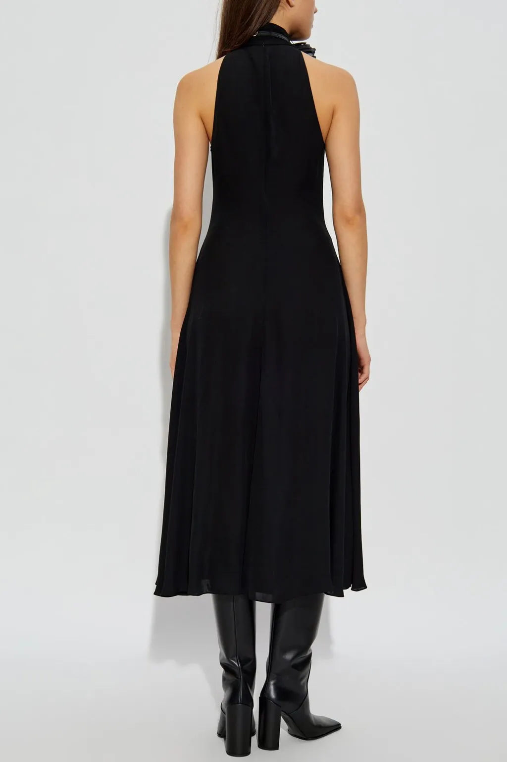 High-Neck Sleeveless Midi Dress