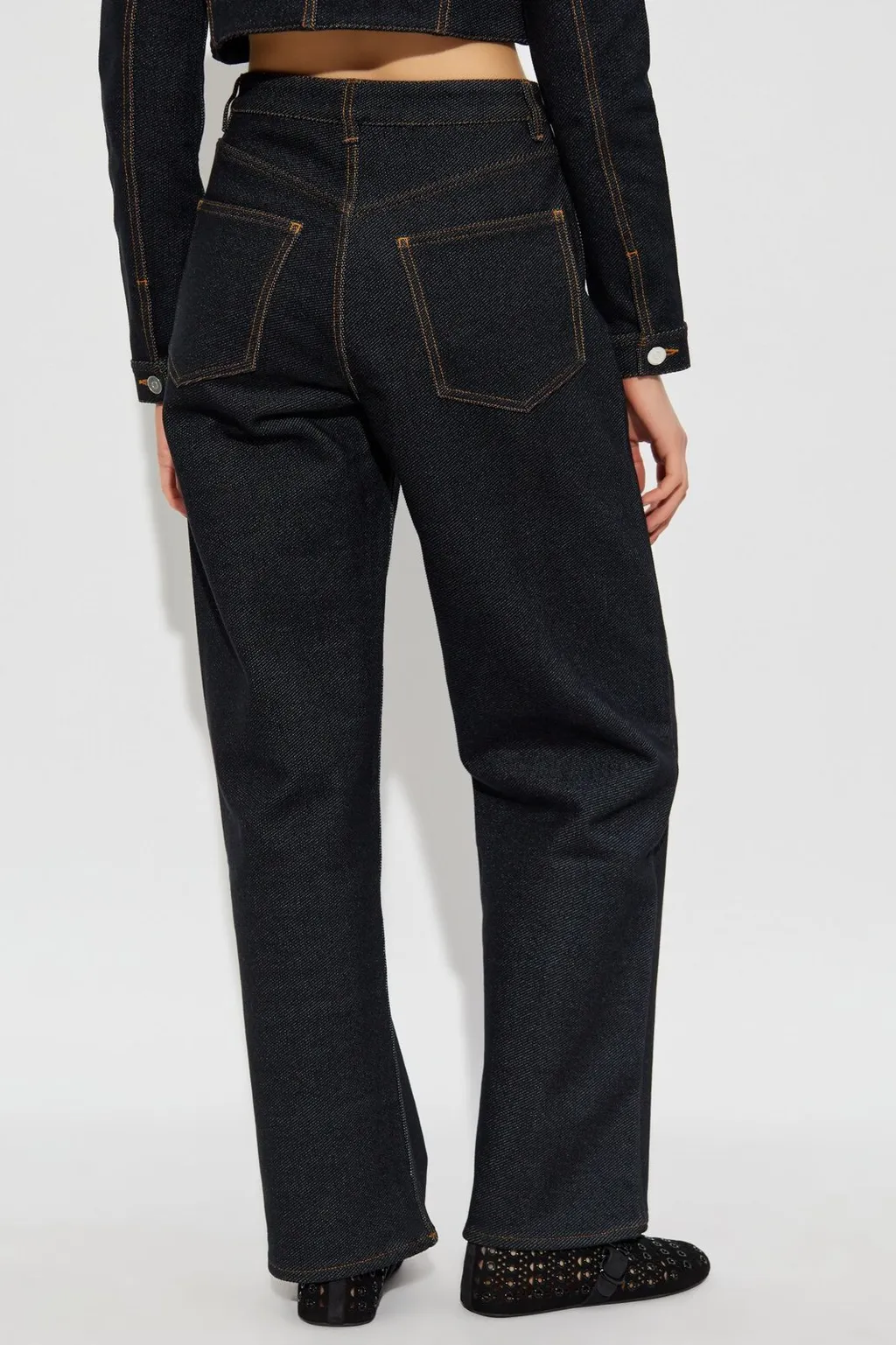 Low-Waisted Knit Denim Pants