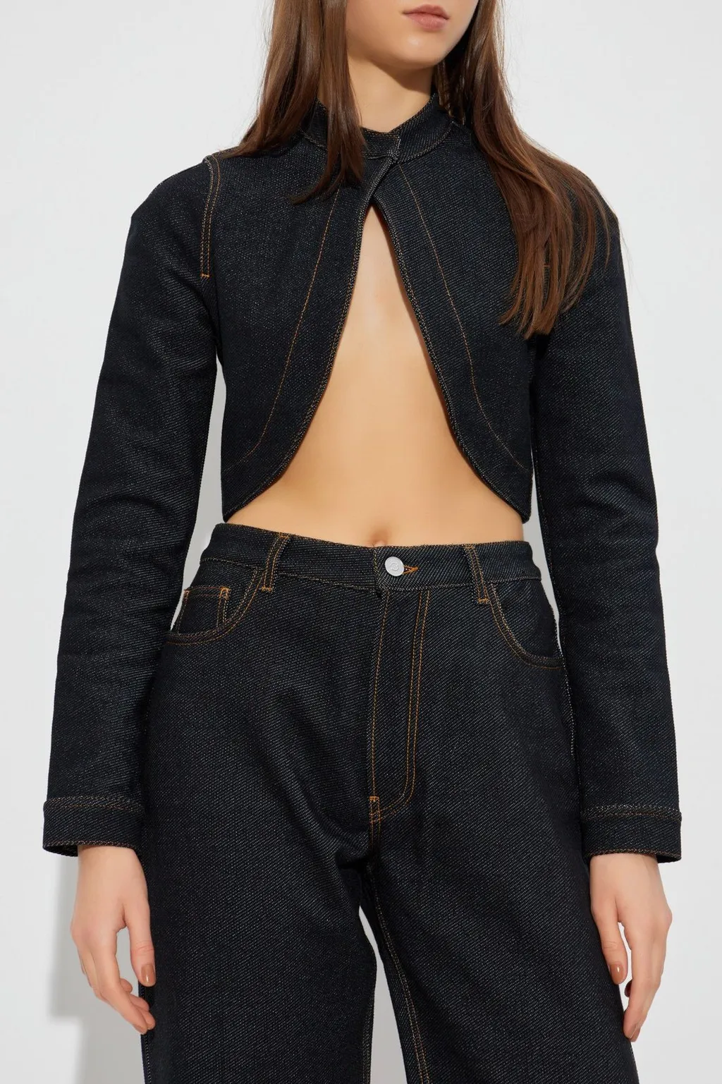 Denim Knit Cropped Jacket