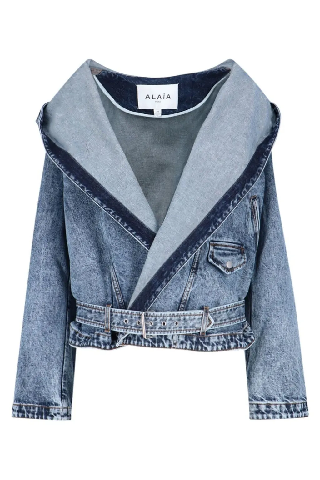 Denim Hooded Biker Jacket