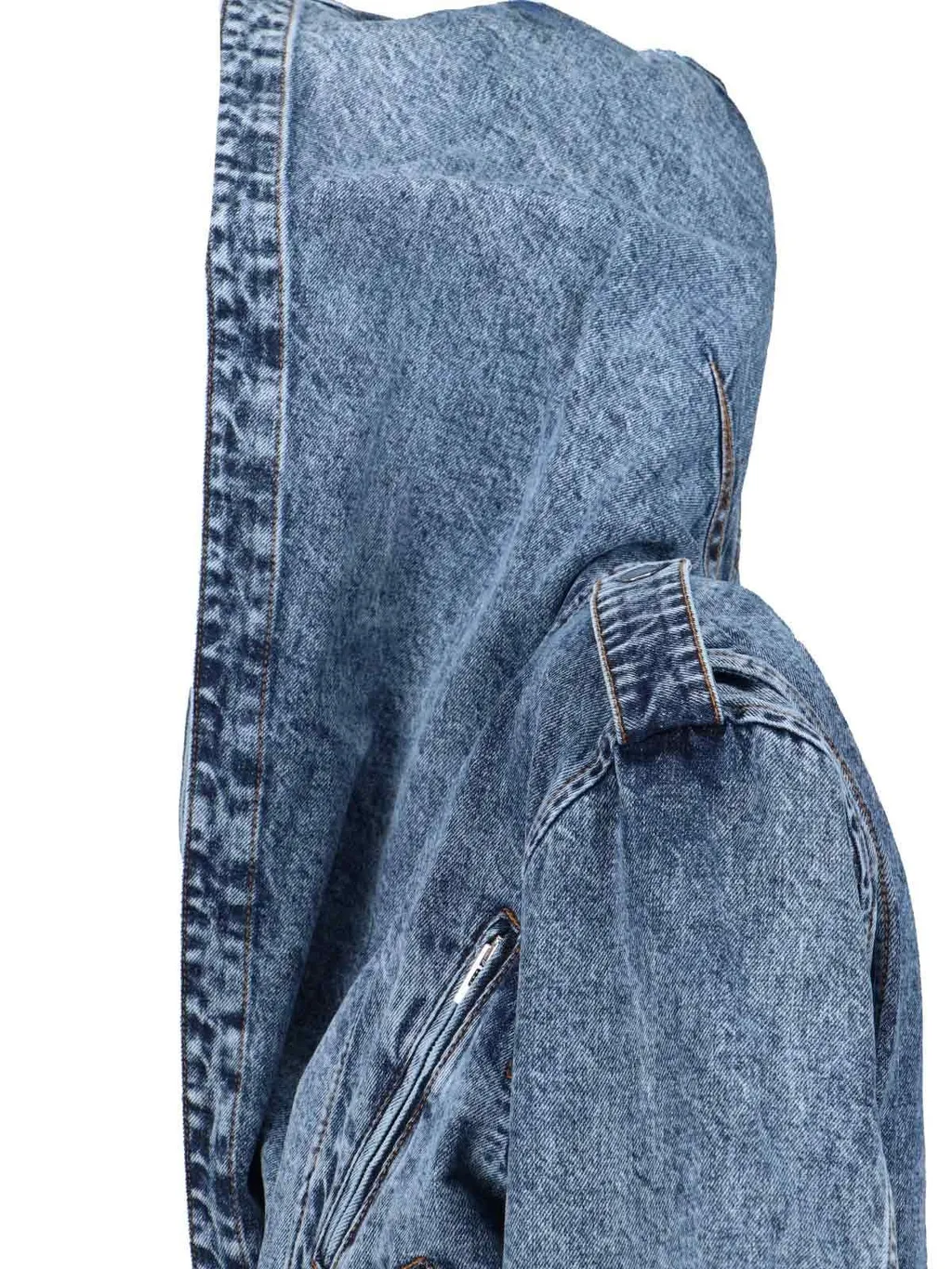 Denim Hooded Biker Jacket