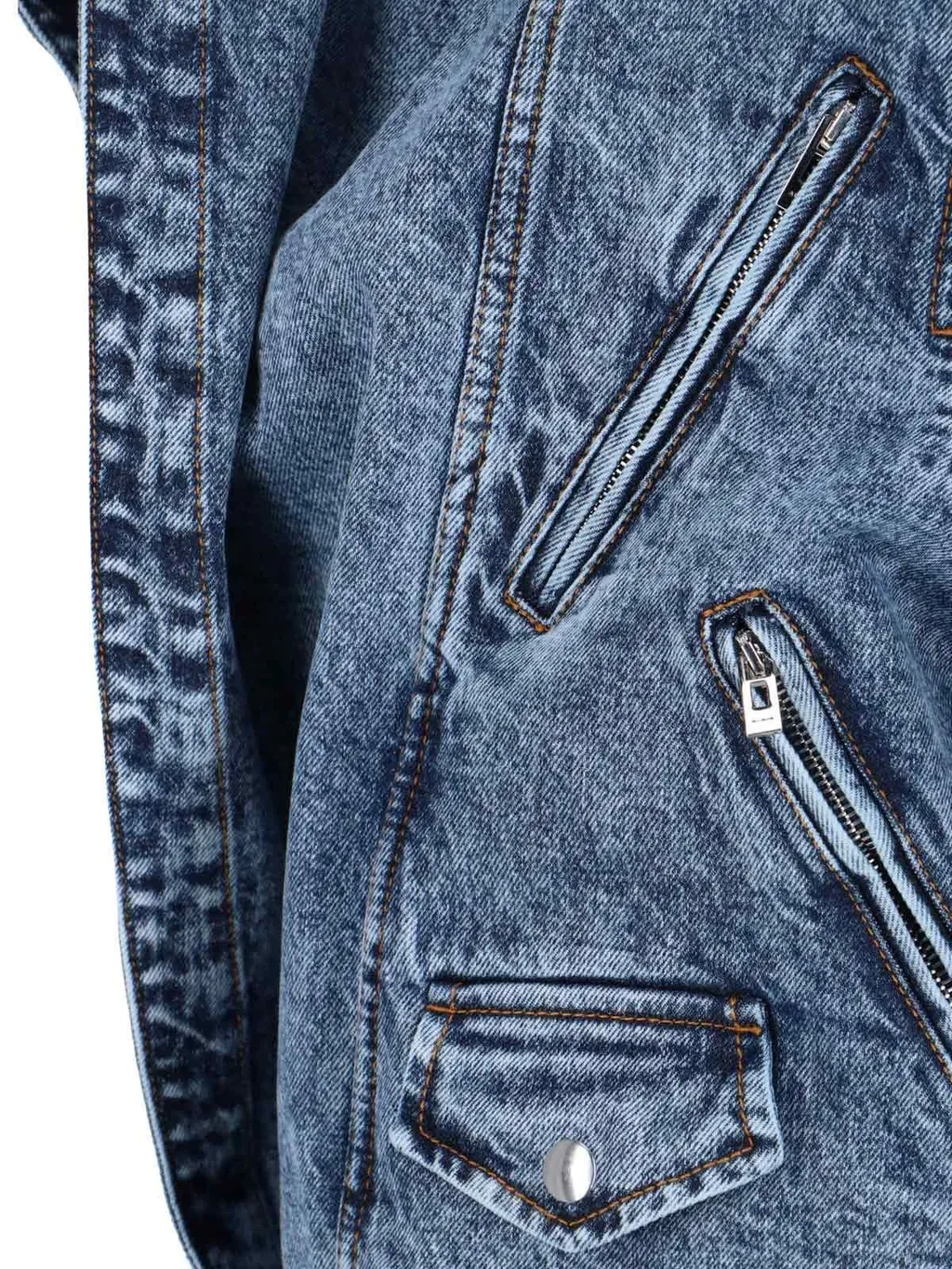 Denim Hooded Biker Jacket