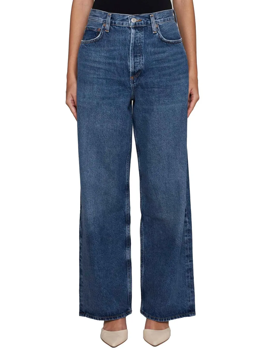 Logo Patch Straight Leg Jeans