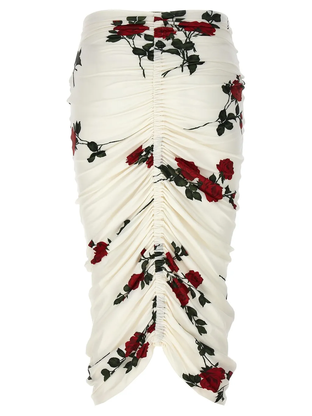 Floral Printed Ruched Midi Skirt