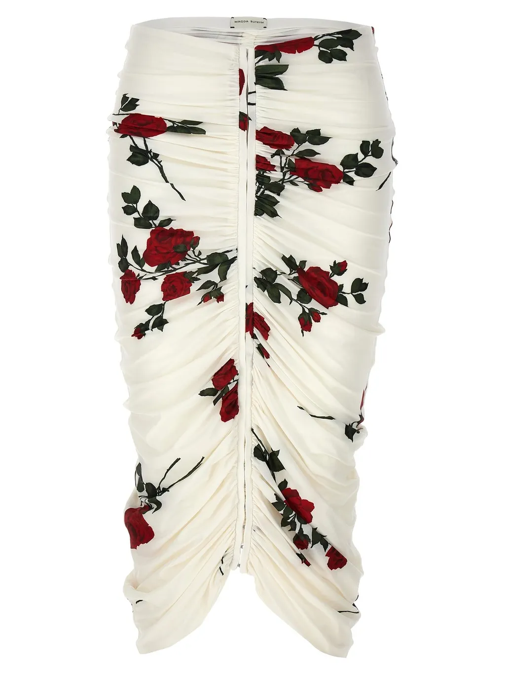 Floral Printed Ruched Midi Skirt