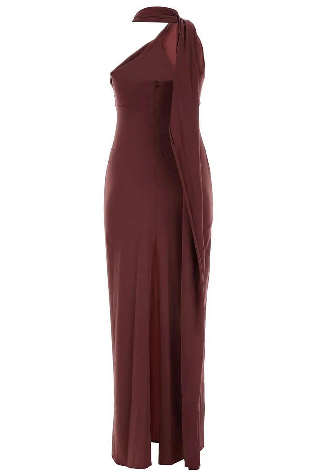 Shawl-Collar Sleeveless Maxi Dress