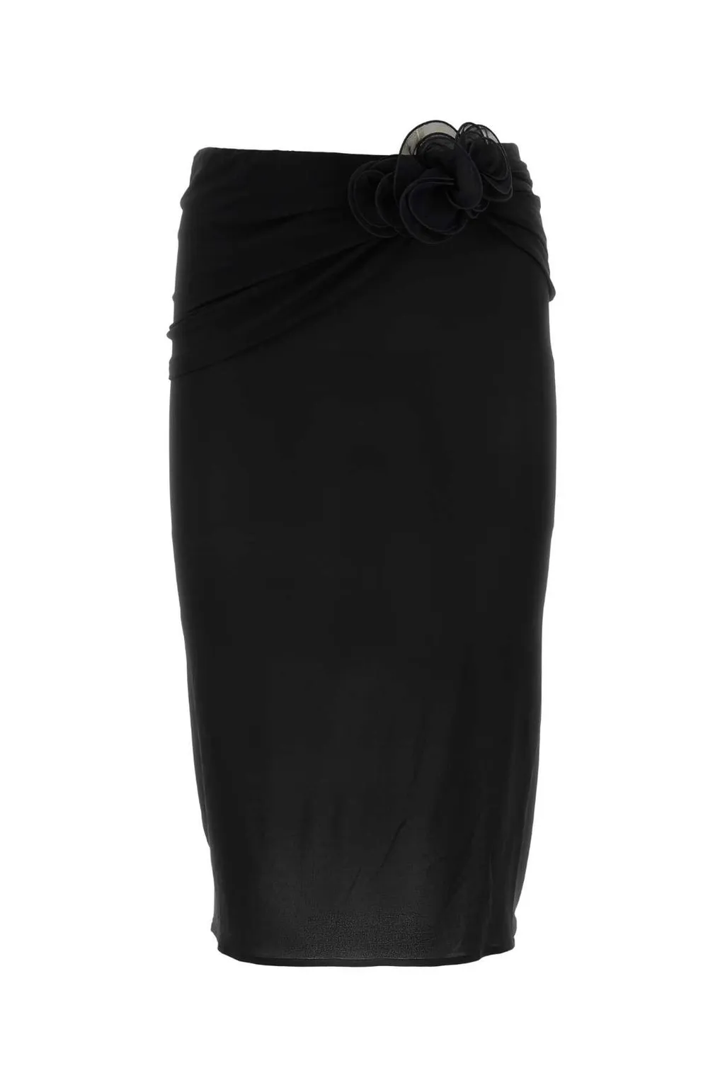 Floral-Appliqué Straight Hem Pencil Skirt
