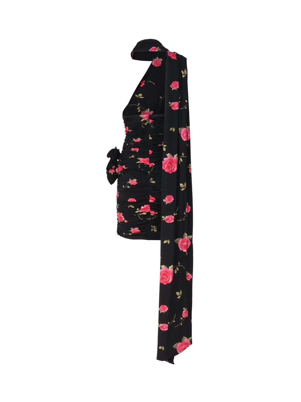Rose-Print Stretch Mini Dress