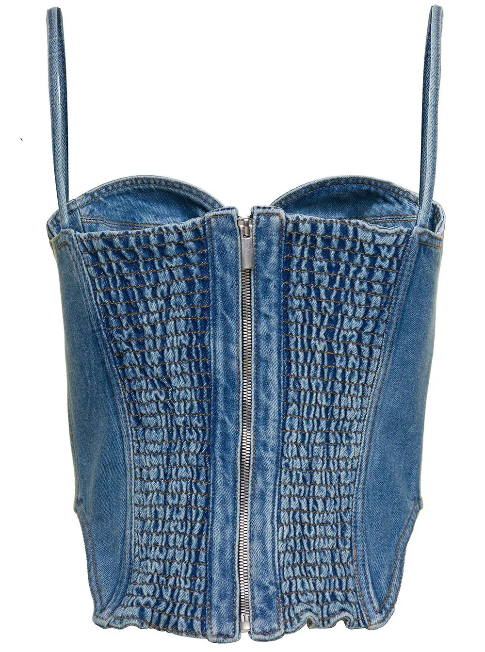 Double Stitched Denim Corset Top