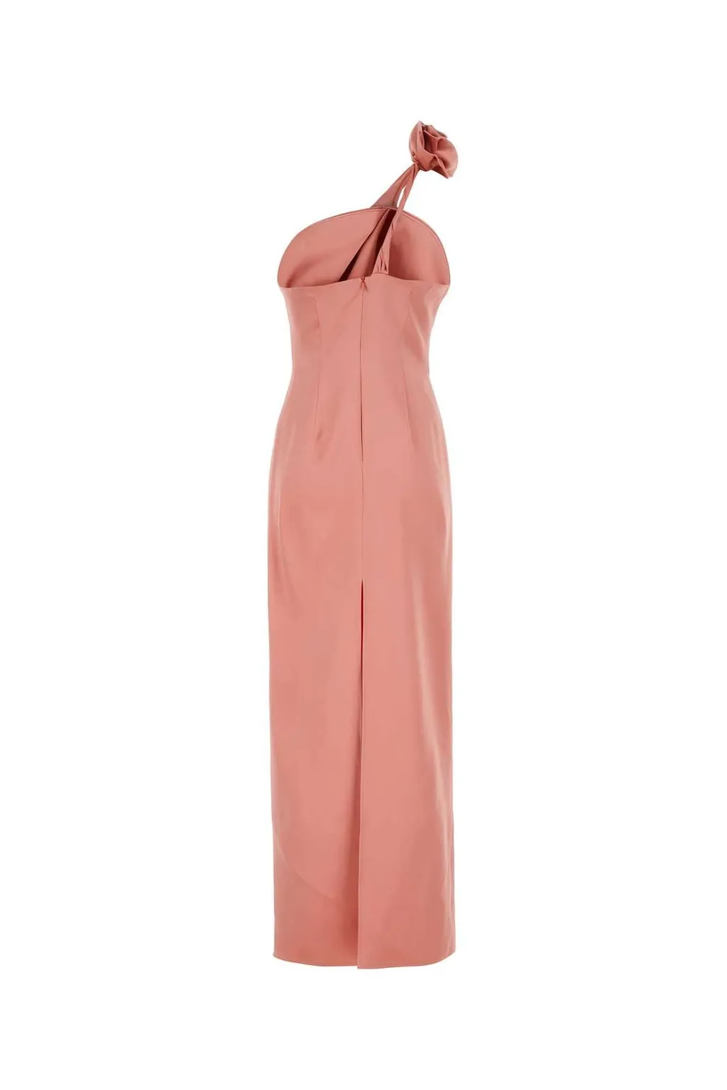 One Shoulder Rose Appliqué Midi Dress
