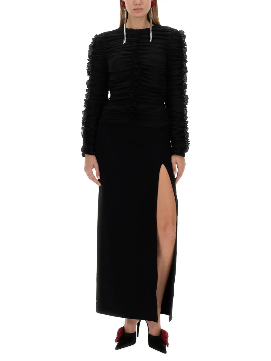Long-Sleeved Ruched Top