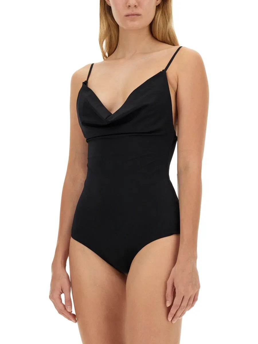 Draped Scoop Neck Swimsuit