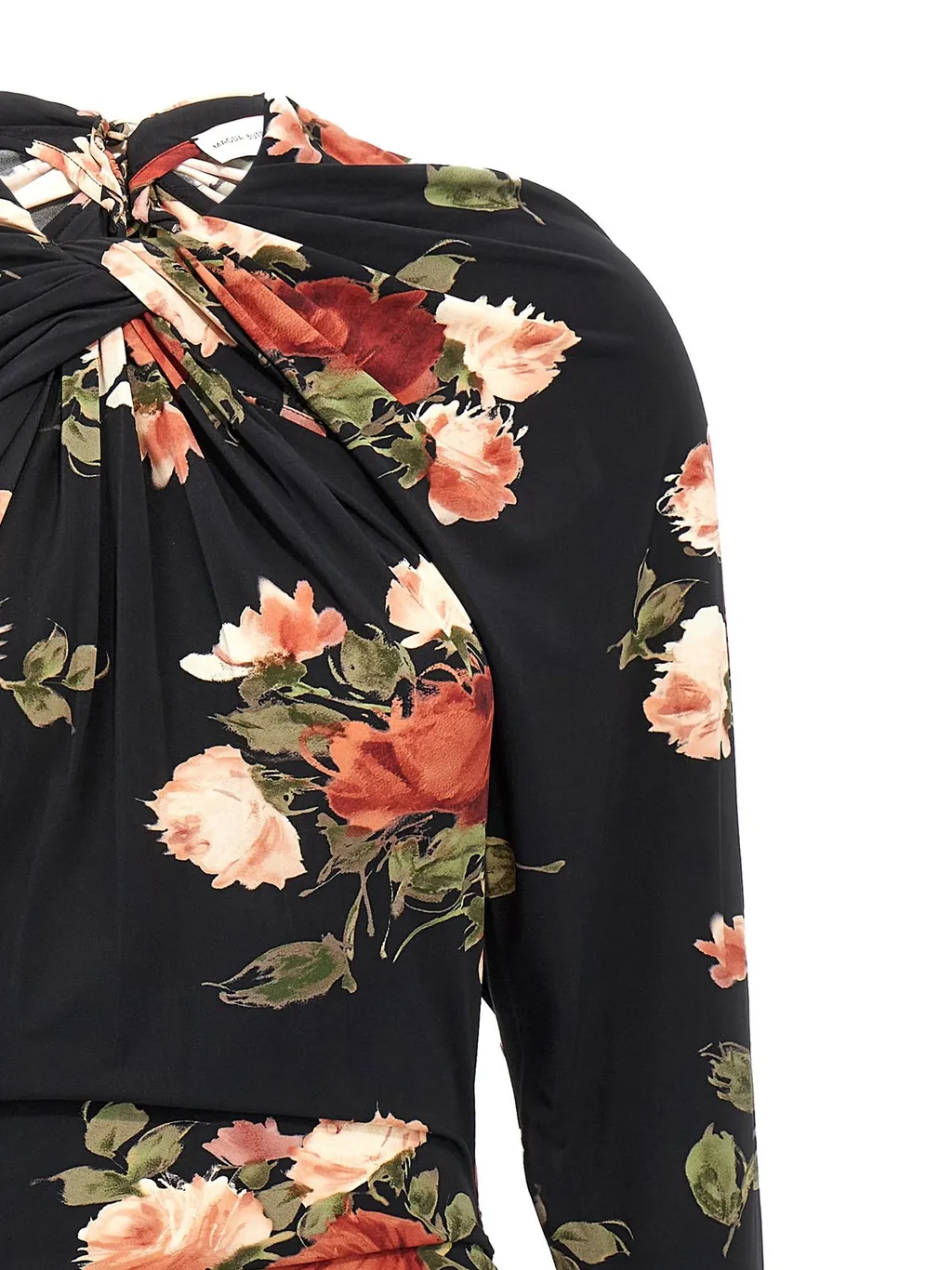Floral-Printed Draped Mini Dress