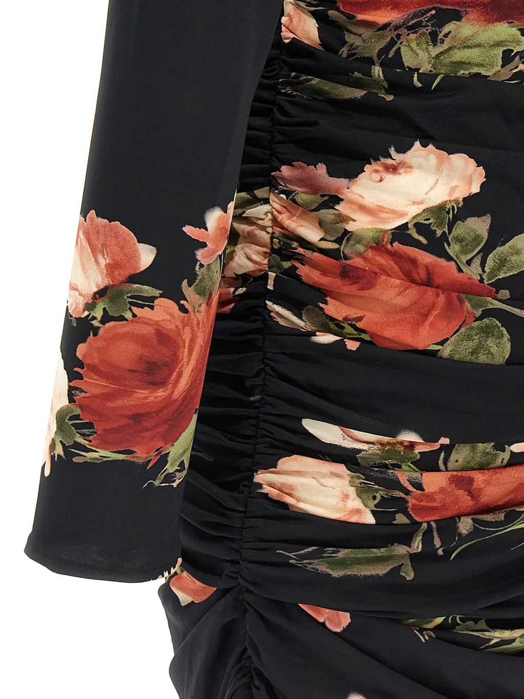Floral-Printed Draped Mini Dress
